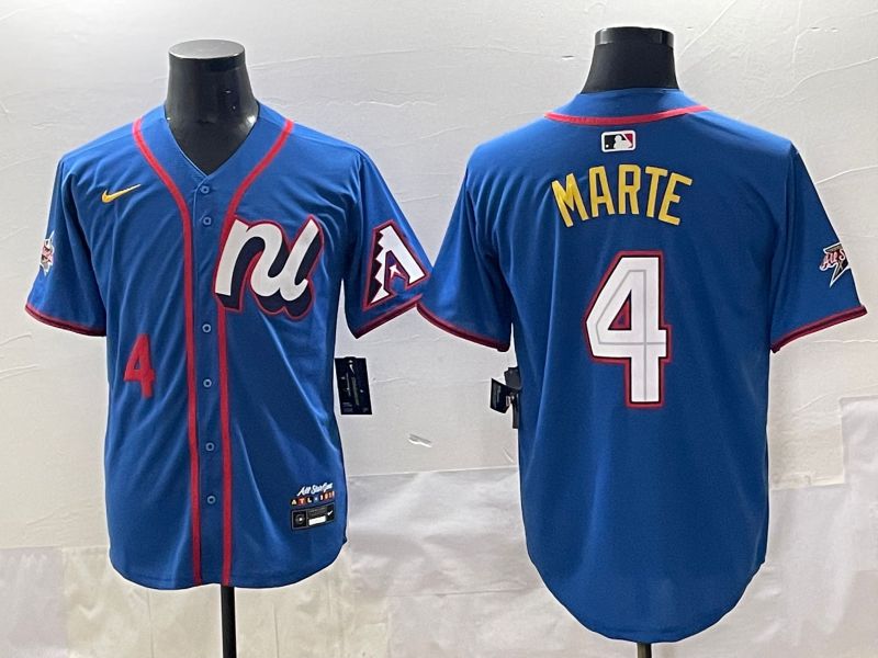 Men 2025 Arizona Diamondback #4 Marte Blue All star Blank Blue Nike MLB Jersey style 2
